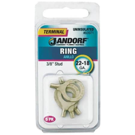 Jandorf Specialty Hardw 60971 Uninsulated Ring Terminal 2218 ga., 0.38 in. Stud 3401841