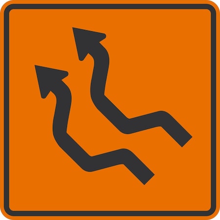 Lyle Left Double Reverse Curve (2 Lanes), 36x36, High Intensity Prismatic, Orange G-16287-HI_36x36