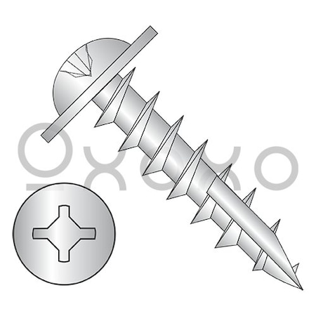 Oxoxo 8-11X1/2 Square Phillips Drive Round Washer Deep Thread Type17 Full Thread Zinc Bake, 8000PK 641660