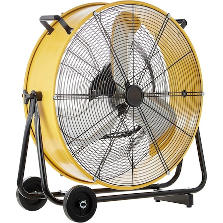 Edendirect 24in 3-Speed Portable High Velocity Drum Fan, Yellow, 1/3 HP, Turbo Blade, Low Noise IR-FAN7804