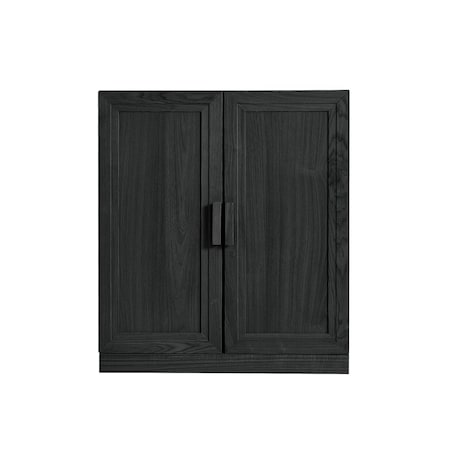 Homeroots 31in Black Wood Corner Accent Cabinet With Two Doors 719673