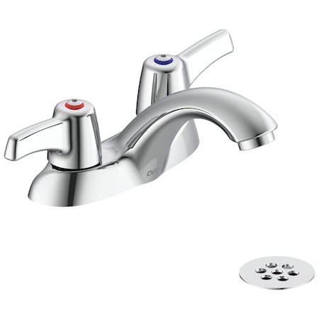 Delta Commercial 21C Two Handle Centerset Lavatory Faucet With Grid Strainer In Chrome 21C333