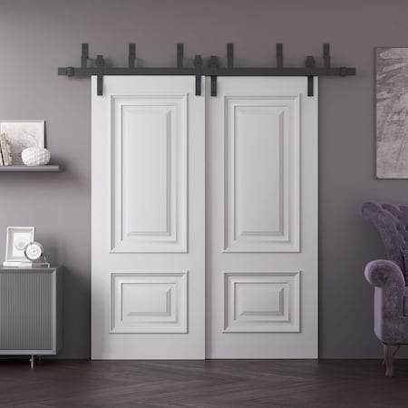 Sartodoors Sliding Closet Barn Bypass Doors 56x80 inches White Solid Core Modern Interior ROYAL9822BBB-EMAL-56