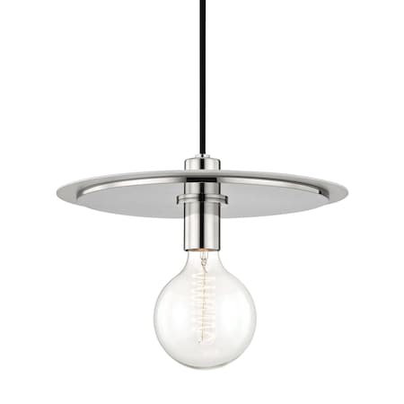 Mitzi Milo 1 Light Pendant 14 In. Polished Nickel/White H137701L-PN/WH