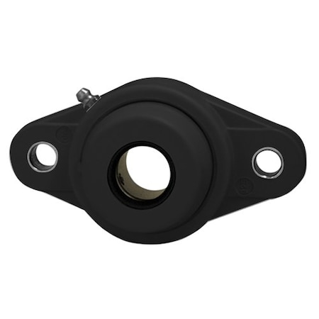 Ami Bearings SINGLE ROW BALL BEARING - 20MM ZINC WIDE SET SCREW BLACK 2-BOLT FLANGE OPN COV UCNFL204MZ2CB