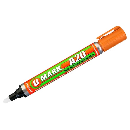 U-Mark Solid Paint Marker, 5-5/8 in L, Orange, Paint 10707