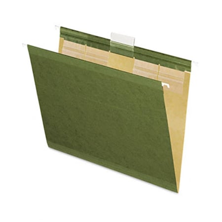 Pendaflex Ready-Tab Hanging File Folders- 1/5 Tab- Kraft- Letter- Standard Green- 25/Box 42590