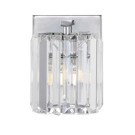 Jonathan Y Coco Prism Vintage 4.75" 1-Light Metal/Glass Classic Glam LED Vanity Light, Chrome JYL3552A