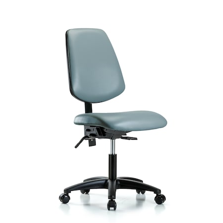 Blue Ridge Ergonomics Vinyl Chair, Desk, Med Back, Casters, Storm BR-VDHCH-MB-RG-T0-A0-RC-8822