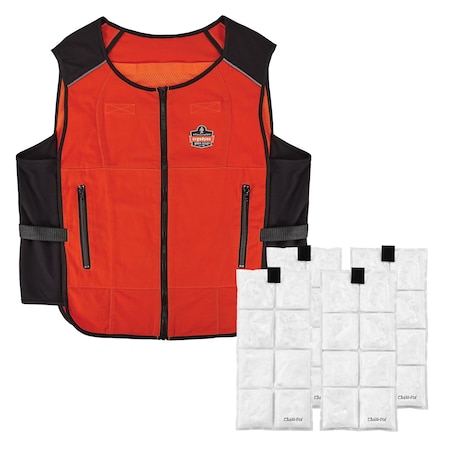 Ergodyne L/XL Orange Lightweight Phase Change Cooling Vest + Packs 6260
