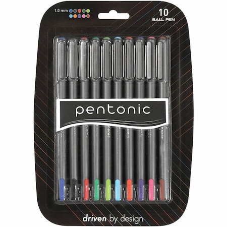Pentonic Ballpoint Pen Set, 1 mm Pen Point, Assorted Ink, Nickel Silver Tip, 120PK PEN12199