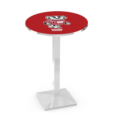 Holland Bar Stool Co 42" Chrome Wisconsin "Badger" Pub Table, 36" dia. Top L217C4236WI-Bdg