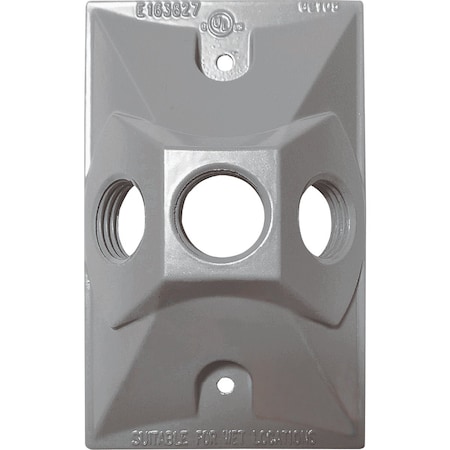 Southwire Single Gang Weatherproof 3-Hole Gray Rectangular Cover WCR1350-UPC