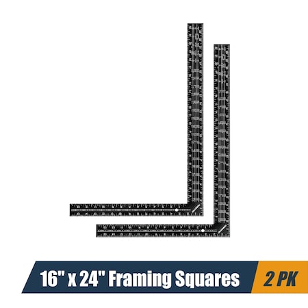 Powertec Framing Square, 16" x 24" Carpenter Square with Imperial & Metric Graduations for Woodworking, 2PK 80036-P2