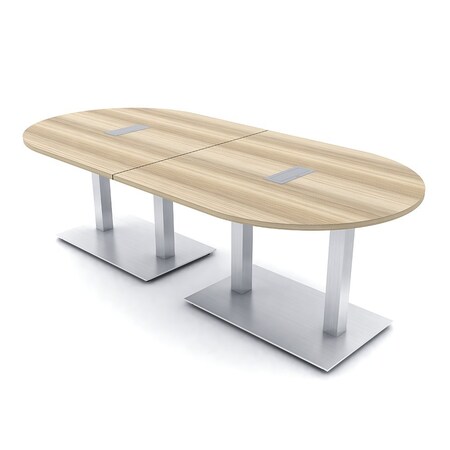 Skutchi Designs Racetrack Conference Table With Power, 48 in W, 96 in L, Brown HAR-RAC-48X96-DOU-K525-ESIL