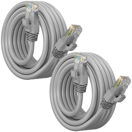 Maximm Cat6 Ethernet Cable 8ft 10Gbps 550MHz UTP, 2PK, Gray, 2PK CAT6-CCA-8FTGRY-2PK