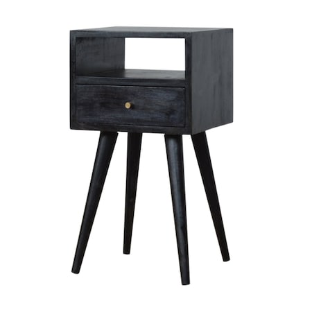 Homeroots 22" Black Solid Wood Square One Drawer Nightstand 651609