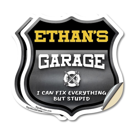 Signmission Ethan's Garage I Can Fix Everything But Stupid, 6 inch X 6 inch, Vinyl Decal, 2PK SHI-D-2PACK-6-490-ETHAN