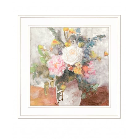 Homeroots Table Bouquet 2 White Framed Print Wall Art 407876