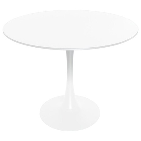 Leisuremod Round 35.43 in W, 28.35 in L, MDF/Iron, White BTW-35W