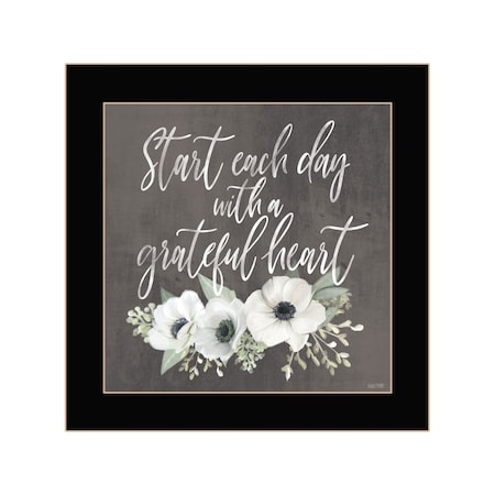 Homeroots Grateful Heart Black Framed Print Wall Art 529827