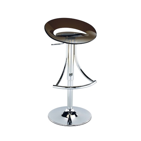 Homeroots Dark Gray and Silver Acrylic and Metal Low Back Adjustable Height Bar Chair 555035