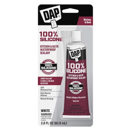 Dap White Silicone Rubber Kitchen and Bath Waterproof Sealant 2.8 fl. oz. 7079800950