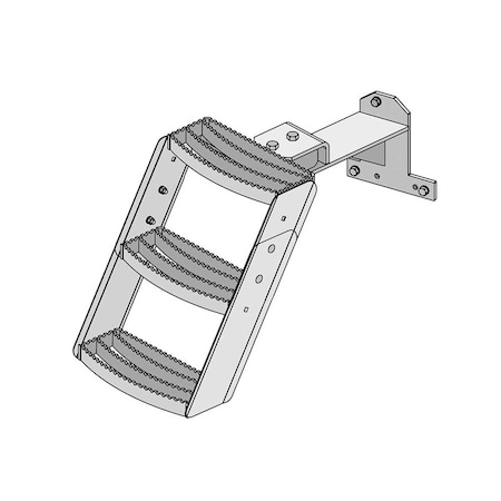 K&M Mfg Step Kit for John Deere Hinson Series Tractors 3-Step Unit Left-Hand Green 3408