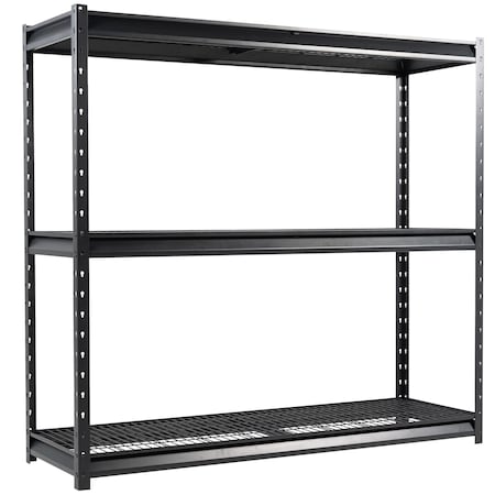 Shuntong Atlas 3-Tier 77 in.W x 24 in.D x 72 in.H 7500 lbs Heavy Duty Steel Shelving, Dark grey 7304K-3