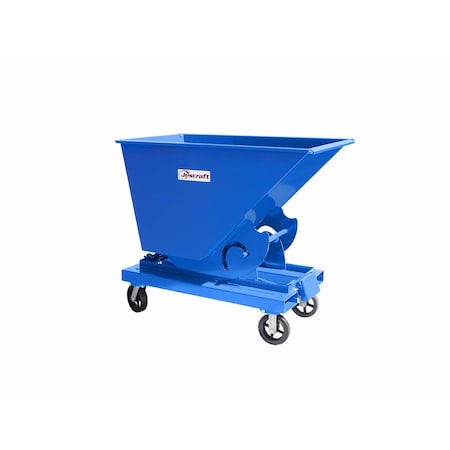 Jescraft Self Dumping Forklift Hopper, 1/2 Cu. Yard, 8in Mold-On-Rubber Casters: 2 Rigid, 2 Swivel DH-05BRMR8-2R2SMD