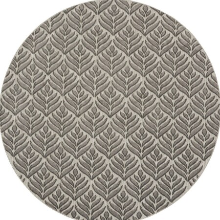 Homeroots 8' Charcoal Round Floral Indoor Outdoor Area Rug 527643