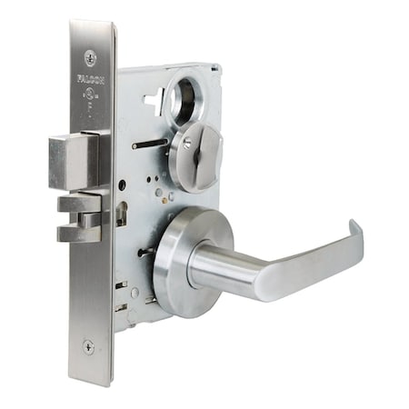 Falcon Grade 1 Entry/Office Mortise Lock, SFIC Prep Less Core, Dane Lever, Gala Rose, Satin Chrome Finish, MA541B DG 626