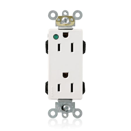 Leviton Straight Blade Receptacle, 5-15R, 15 A, 125V AC, Flush Mount, Self-Grounded M1626-PLW