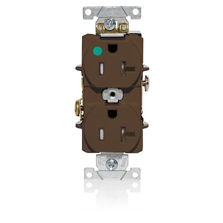 Leviton Duplex Outlet, Brown 20A, 125V, TR T8300
