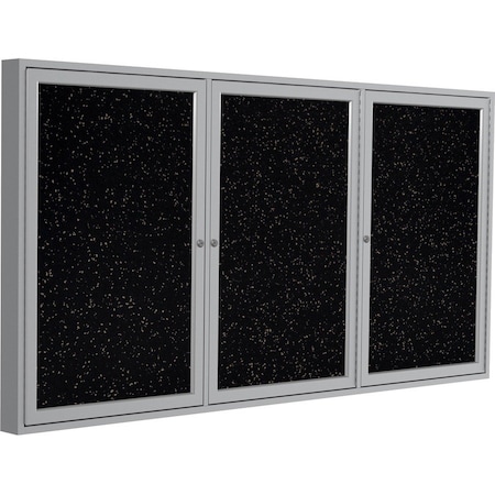 Ghent Enclosed Rubber Bulletin Board 36"x72", 3 Door PA33672TR-TN