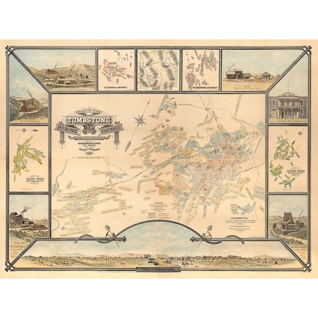 Homeroots 20" X 28" Map Of Tombstone Mining District Vintage Travel Poster Wall Art 391979