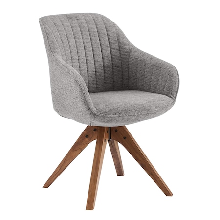 Homeroots 23" Gray Fabric And Natural Swivel Arm Chair 524856