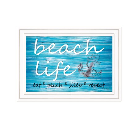 Homeroots Beach Life 1 White Framed Print Wall Art 407319