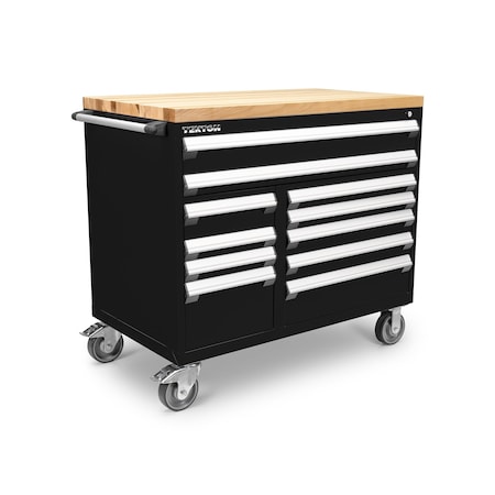 Tekton Rolling Tool Cabinet, 11 Drawer, Black, Steel, 48 in W x 27 in D x 41-1/2 in H OCL43102LWT