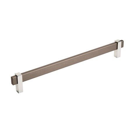 Amerock Mulino 10-1/16 in 256 mm Center-to-Center Black Brushed Nickel/Polished Chrome Cabinet Pull BP36726BBN26
