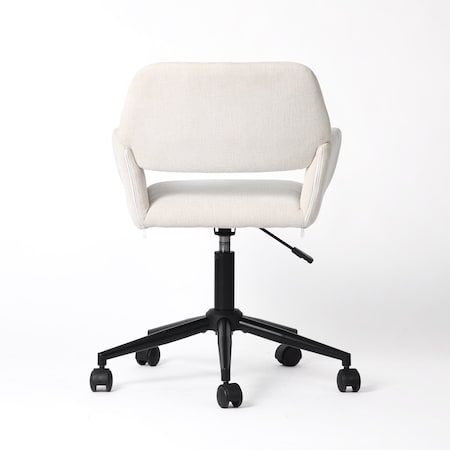 Homeroots Beige and Black Adjustable Height Swivel Rolling Office Chair 719200