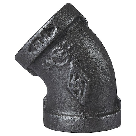 Prosource Pipe Elbow, 3/4 in, FIP, 45 deg Angle, Malleable Iron, SCH 40 Schedule, 300 psi Pressure 4-3/4B