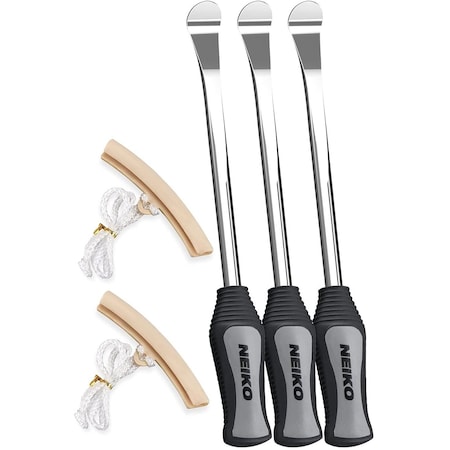 Neiko Tire Spoon Levers, Repair Tool Kit, 11 1/2-Inch Hardened Steel Irons, 2 Rim Protectors, 5-Piece Set 20600A