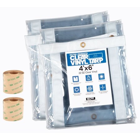 Mytee Products (2 Pack) 4ft x 6ft Clear Vinyl Tarp, 22 oz Vinyl, 2PK CVT4-6x2