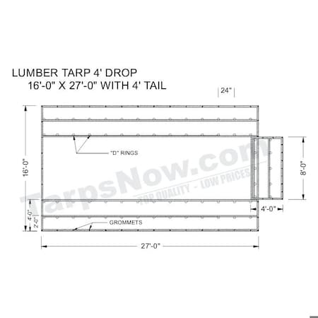Tarps Now Truck Tarp, 16' x 27' x 4', 20 Mil, Black, Vinyl Coated LTH16274-BLK