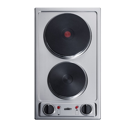 Summit 12in Wide 230V 2-Burner Solid Disk Cooktop CSD2B230