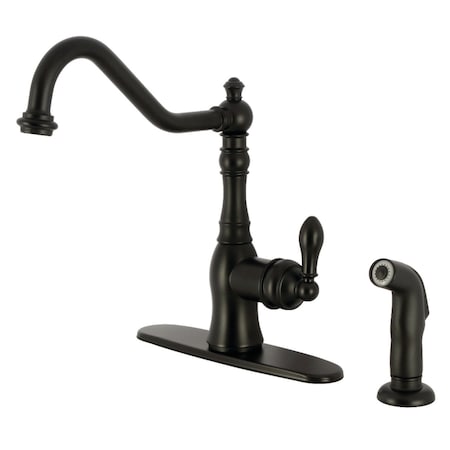 Kingston Brass Single-Handle Kitchen Faucet with Side Sprayer, Matte Black GSY7700ACLSP