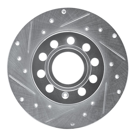 Dynamic Friction Co DFC Brake Rotor - Drilled and Slotted - Silver 631-74027L