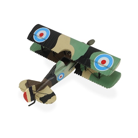Homeroots 5" Green Metal Hand Painted 1918 Aviation Military Plane Model Airplane 489421