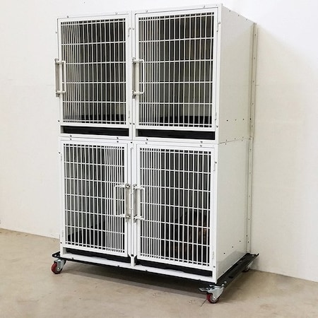 K9 Kennel Store 3 or 4 Unit Modular Powder Coated Cage Bank Kit CBPC3OR4BK